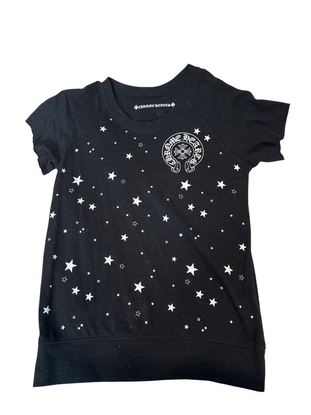 Chrome Hearts Kids Black Tee with White Star Print